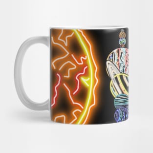 Electric Solar System Almost to Scale Neon Sun and Planets Mug